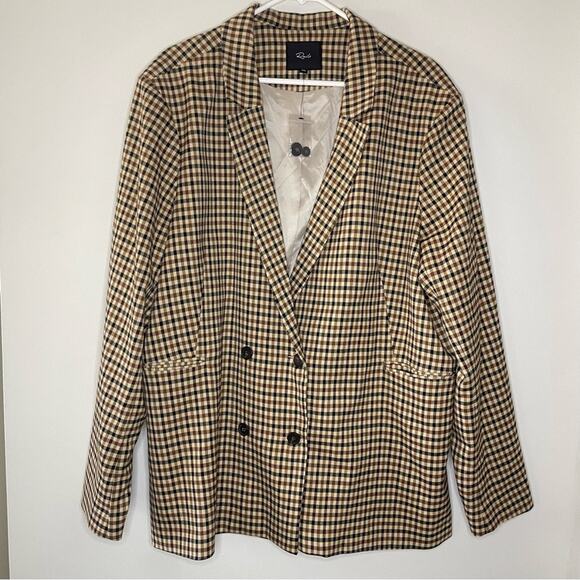 NWOT Rails Chelsea Double Breasted Blazer in Cafe Check Size XXL - Picture 4 of 10